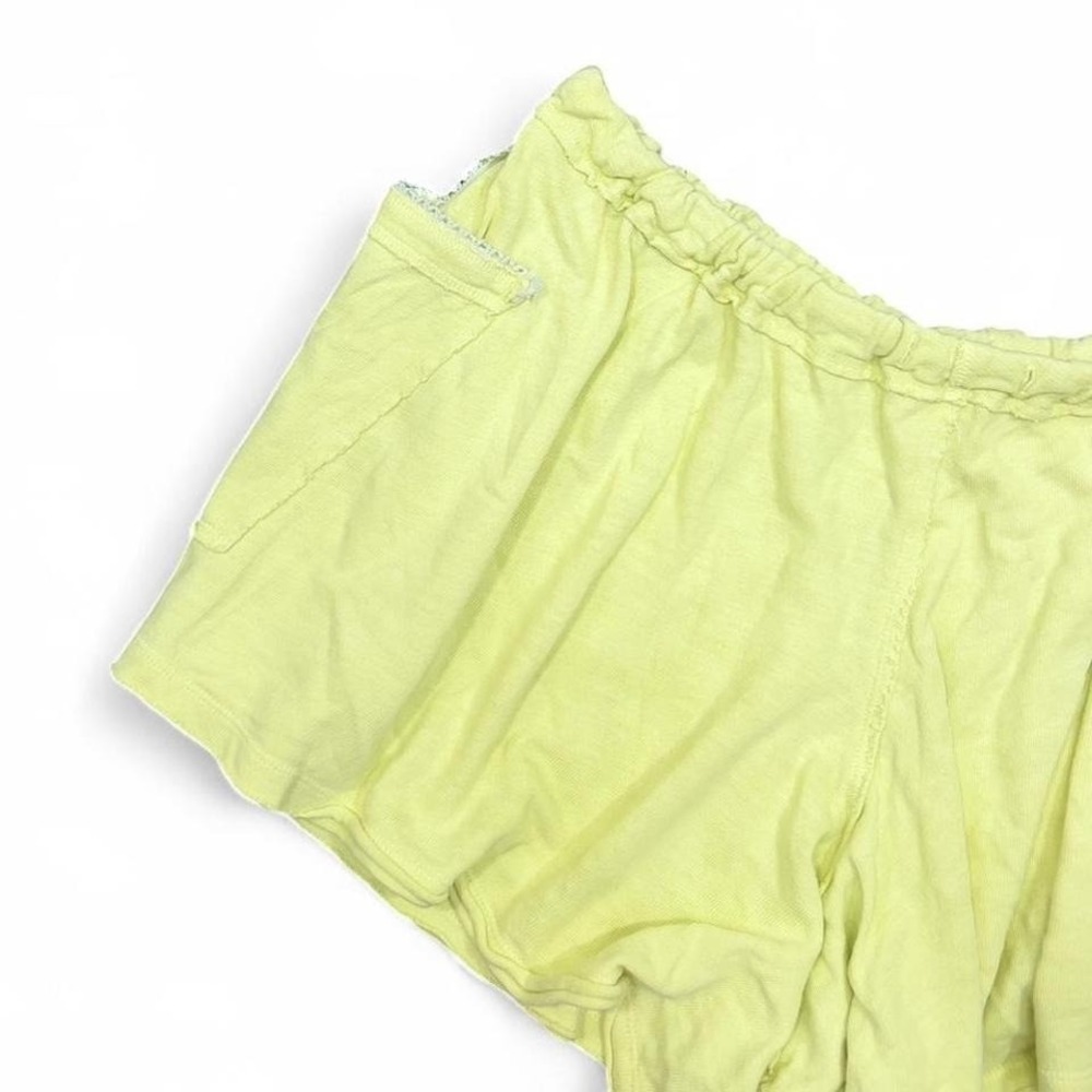 Free‎ People Intimately Lime Green/Yellow Flowy Lounge Shorts Women's M Boho - Picture 3 of 5